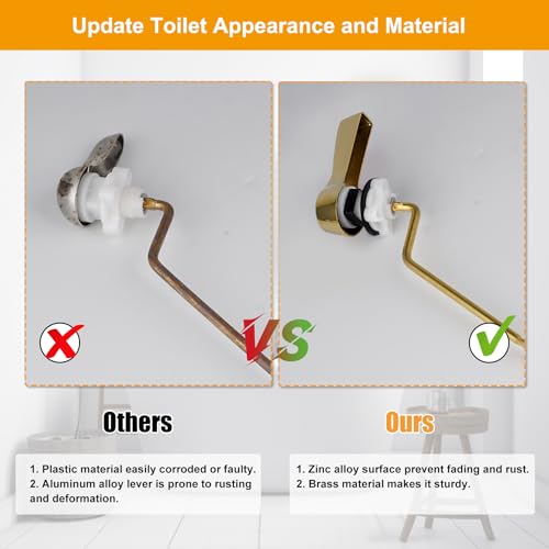 Image of Hibbent Universal Metal Side Mount Toilet Handle Kit, Shiny Gold