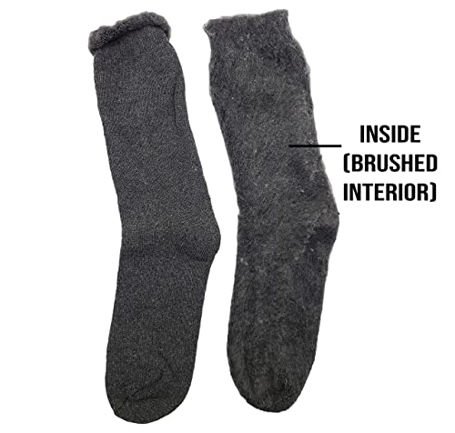 6 Pairs Mens Thermal Socks, Brushed Interior Warm Winter Thick Heavy Duty Cushioned Crew Sock, Bulk Pack4