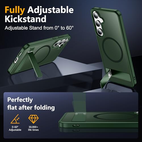 Image of SPIDERCASE Magnetic for Samsung Galaxy S24 Case, [3 Stand Ways][ Military Grade Drop Protection] with Invisible Stand Shockproof Slim Case for S24 6.2 inch,Green