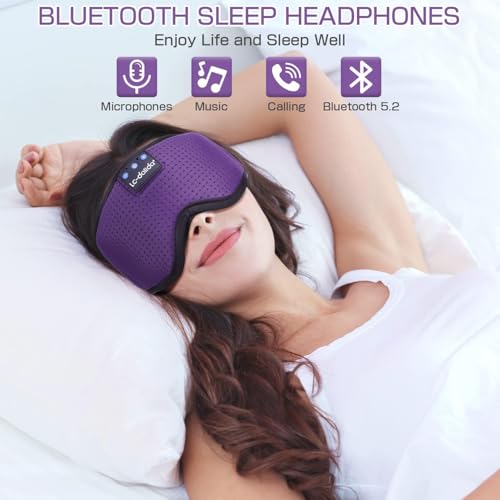 Image of LC-dolida Bluetooth Sleep Mask,Wireless Bluetooth Sleep Mask,Sleep Headphones,Ideal for Travel,Night Work,Napping,Side Sleeping and Office Use for Both Men and Women，Earplugs Included (Rose Purple)