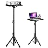 Projector Stand Tripod from 23″ to 46″, Laptop Tripod Stand Height Adjustable with Gooseneck Phone Holder, Laptop Floor Stand for Office, Home, Stage, Studio, DJ Racks Holder Mount