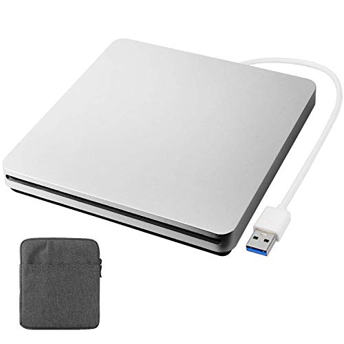 douper External DVD CD Drive, USB Portable DVD RW Burner Writer Slot-in CD ROM Rewriter Player Reader Slim Optical Disc Super Drive with Storage Case for Laptop Desktop PC Apple Mac Windows (USB 3.0)