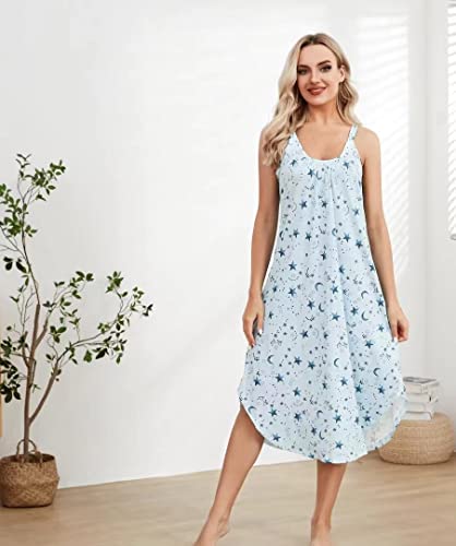 Roojaa Womens Sleeveless Long Nightgown Wide Strap Chemise Summer Loose Sleepshirt #TOP7