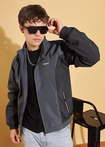 Image of Dollar Men's Polyester Colourblock Windcheater Jacket With Zipper Pockets
