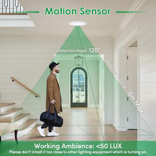 ALUSSO LED Downlights Ceiling Motion Sensor LED Recessed Ceiling Lights 12W IP44 PIR Spotlights Ceiling Lights - Image 3