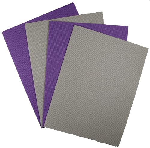 Image of KCS 4 pc of 12 inch x 18 inch(30cmx45cm) 14CT Counted Cotton Aida Cloth Cross Stitch Fabric (Pearl Grey+Lavender)