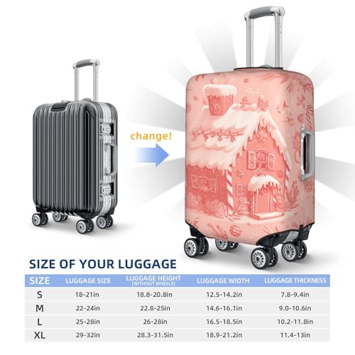 Pink House Candy Canes Christmas Elves Elastic Travel Luggage Covers Dustproof Scratch-Resistant Suitcase Protector Fit 22-24 Inch4