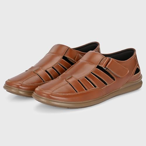 Image of Centrino Men's Fisherman Sandals | Stylish Closed-Toe Design | Soft Cushioned Footbed | Genuine-Look Upper | Comfortable for Daily & Outdoor Wear (9489)
