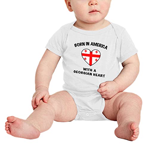 Born in America With a Georgian Heart Funny Baby Clothing Bodysuits for Boy Girl2