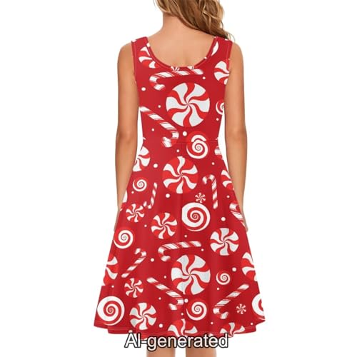 Image of Dreaweet Casual Sleeveless Dresses for Women Girls, Round Neck Tank Dresses with Pockets Summer Sundress Size XS-4XL