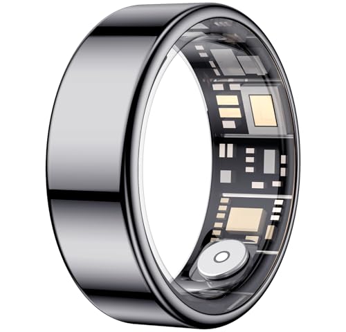 Temdan Smart Ring (Upgraded), Wearable Fitness Smart Ring Health Tracker, Sleep Quality & Heart Rate & Blood Oxygen Monitoring, IP68 Waterproof, No Subscription Fees, Smart Ring, Black, Size 11