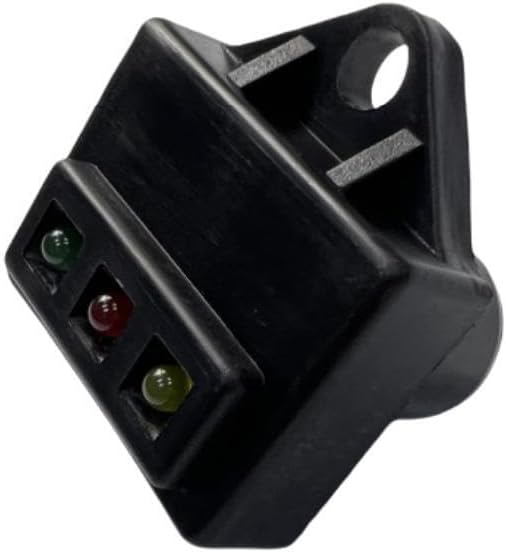 Angled front view of the indicator module, highlighting the three status lights.