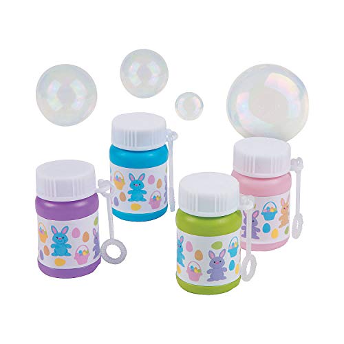 Festive Mini Easter Egg Hunt Bubble Bottles with Wands (Pack of 24) - Perfect for Kids’ Egg Hunts, Parties & Basket Stuffers