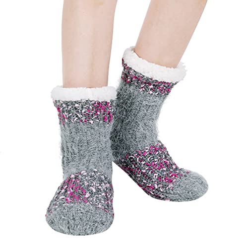 Image of Chassic Sherpa Lined Slipper Socks for Women, Non-Slip Cozy Winter House Socks, Soft Fuzzy Socks, Gifts for Women & Ladies Stocking Stuffers