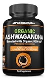 Organic Ashwagandha Capsules 1200mg - Boosted with 1000mg of Organic KSM-66 with 5% Withanolides (from 100mg Extract Ratio 10:1) - Added Turmeric 100mg and Black Pepper - UK Manufactured
