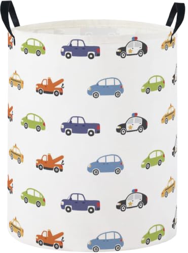 Image of Baby Laundry Basket Baby Nursery Hamper Kids Laundry Basket Toy Storage Bin for Boys Room Decor Gift Baskets for Bedroom Bathroom(Car)