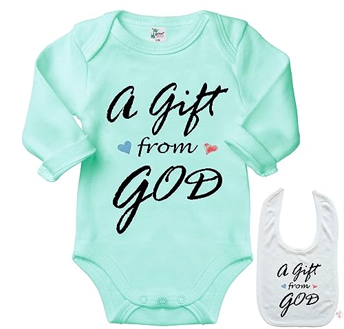 Image of SHIRTZIE DESIGNS Glft from God- Cute miracle newborn Baby T Bodysuit infant Outfit Onesie & Bib