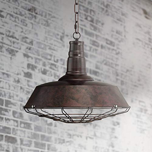 Tiedra Rust Bronze Cage Pendant Light Fixture 18 1/4 Wide Rustic Farmhouse Industrial Vintage Style for Dining Room House Foyer Kitchen Bedroom Living Room High Ceilings - Franklin Iron Works