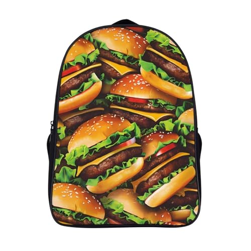 Cheeseburgers Hamburgers Funny 16 Inch Backpack for Men Women Casual Daypack with 2 Compartment for Travel Work