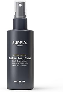 SUPPLY Healing Post Shave- Citrus & Basil After Shave- Alcohol- Free Soothing Formula for Men- Nourishes, Soothes and Boost Cell Repair- for Sensitive and Acne-Prone Skin- 2 oz. Bottle