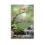 Utilisation de plusieurs scènes:Branche au clair de lune avec un oiseau Mésange décoration murale est le complément parfait pour le salon, la chambre, la salle de bain, l'entrée ou tout espace que vous aimez. Un cadeau béni pour la personne que vous chérissez pour une pendaison de crémaillère, un mariage, un anniversaire, Thanksgiving, Noël, la fête des mères, la fête des pères, la Saint-Valentin, un anniversaire.