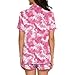 Bloomprint Pink Tie Dye Women's Pajama Set Casual Summer Short Sleeve Tops Shorts Fashion Button Down Sleepwear With Pockets