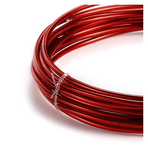Alambre de aluminio Alambre de aluminio redondo 2 a 10 metros, versátil, pintado, for hacer joyas y accesorios(Red,0.6mm x 10Meters)