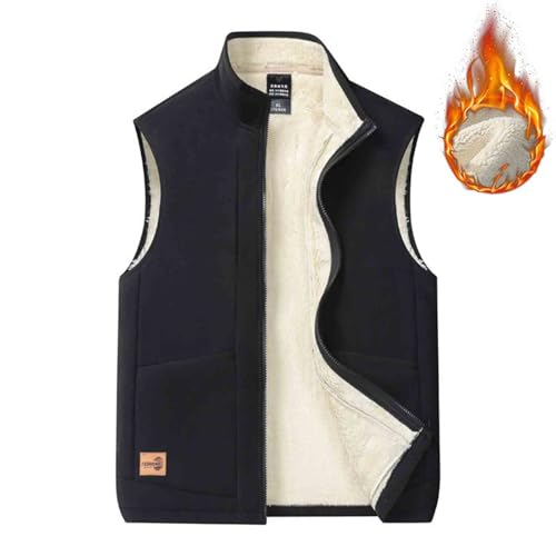 Polar Fleece Vest Men Big and Tall Sherpa Lined Warm Zip Up Vests Outwear Sleeveless Jacket for Winter with Pockets 20252