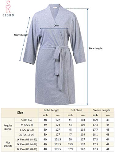 Sioro Women Kimono Cotton Robes Lightweight Robe Plus Size Long Knit Bathrobe Soft Maternity Sleepwear V-Neck Ladies Nightwear,Burgundy 3X-Large #TOP5