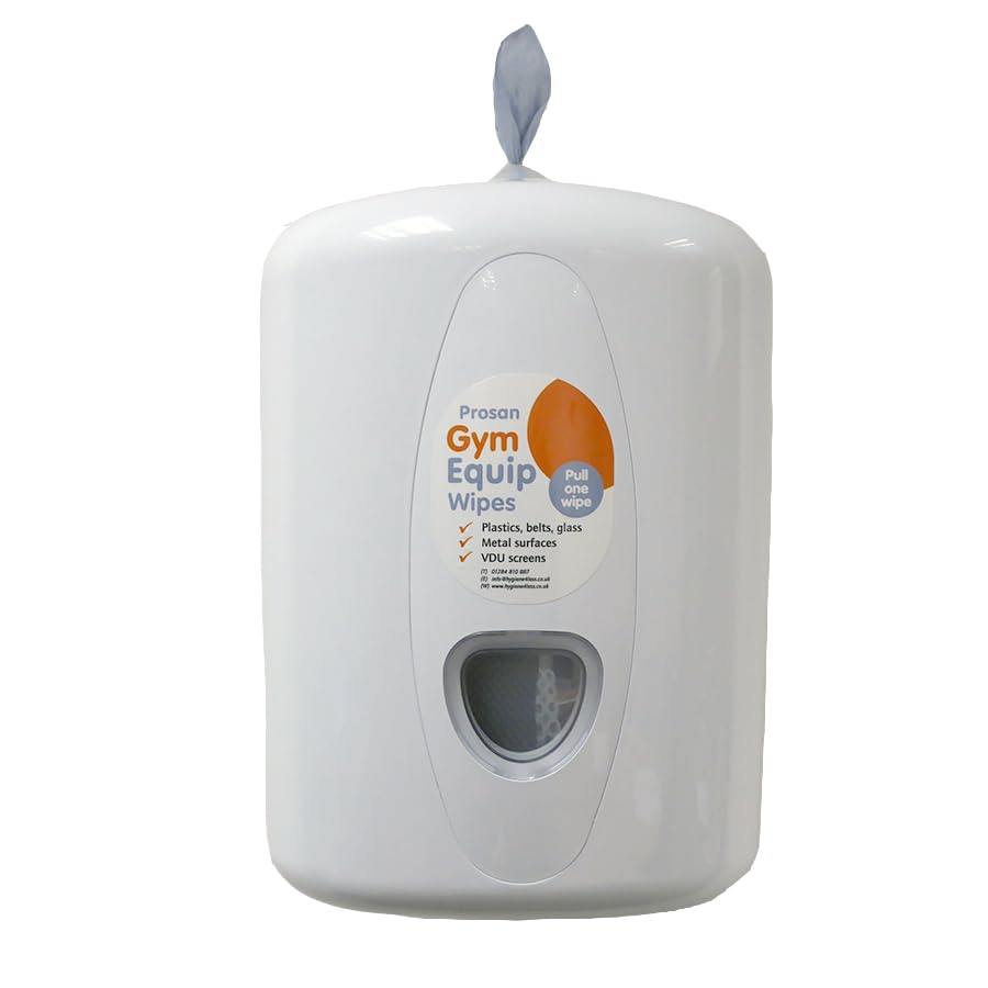 White Gym Wipes Wall Mounted Dispenser & 3x 2000sht Wipes Refill Bags