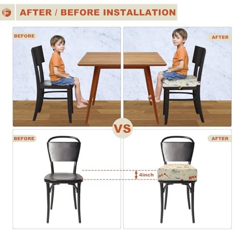 Image of Toddler Booster Seat for Dining Table, Portable Booster Seat for Kitchen Chair, 4 Inch High-Density Foam Cushion with Adjustable Safety Straps and Non-Slip Bottom, Perfect for Kids Travel and Daily
