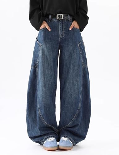 Nutriangee Men's Baggy Barrel Wide Leg Jeans for Men Women Loose Fit Streetwear Y2k Hip Hop Denim Pants2