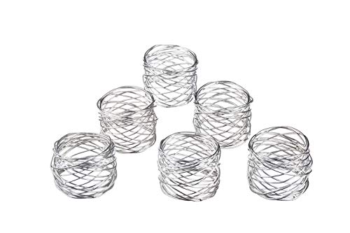 Up To 50% OFF CMEI Handmade Decorations Silver Napkin Rings Set of 6 Metal Mesh for Weddings Dinner Parties or Every Day Use (Silver, 6)