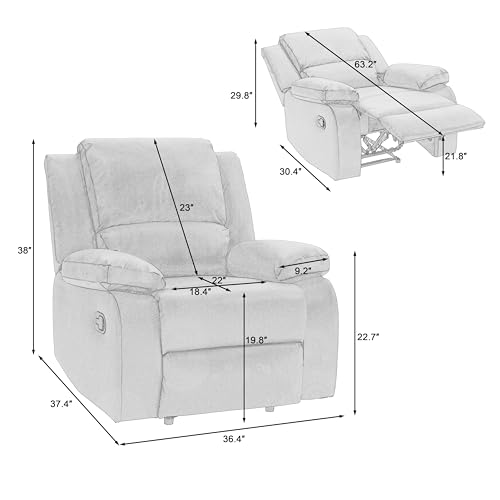Sillón reclinable tapizado de pana verde miniatura 2