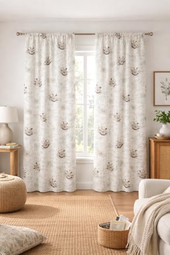 Image of THE LINEN COMPANY Cotton Linen Solid Sheer Window Curtain with Rod Pocket Design, 4 Feet Length, Lightweight Breathable Fabric, Elegant Navy Mini Koala Color, Living Room & Bedroom Curtain, Pack of 2.