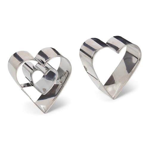 patisse, 13724, Lot de 2 Découpoirs Cœur, 5 x 5 x 2,5 Cm, Inox, Argent