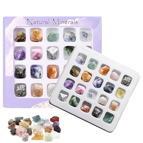 Cristales curativos, 20 unidades, piedras curativas, juego de piedras preciosas minerales, piedras para yoga, meditación, relajación, pizarra de cristal con instrucción