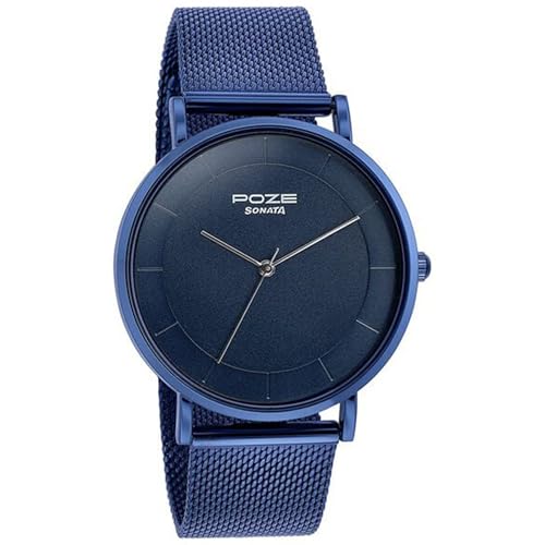 Image of Sonata Poze Quartz Analog Blue Dial Mesh Strap Watch for Men