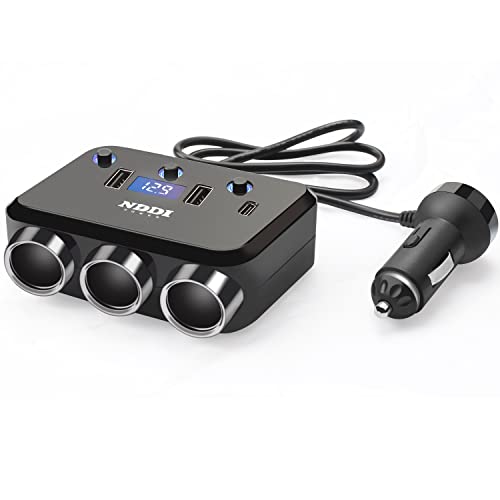 Enchufe USB para encendedor de coche, cargador USB C de 110 W, adaptador de encendedor de coche de alta potencia con voltaje LED e interruptor para vehículos de 12 V/24 V, tableta, teléfono y GPS Cover