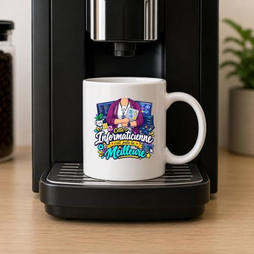 Planetee Mug Informaticienne C'est juste la Meilleure Métier | Tasse en Céramique 330 ml Recto Verso Passe au Lave-Vaisselle | Café Thé Bureau Maison | Cadeau Collègue Anniversaire Noël – vue 3