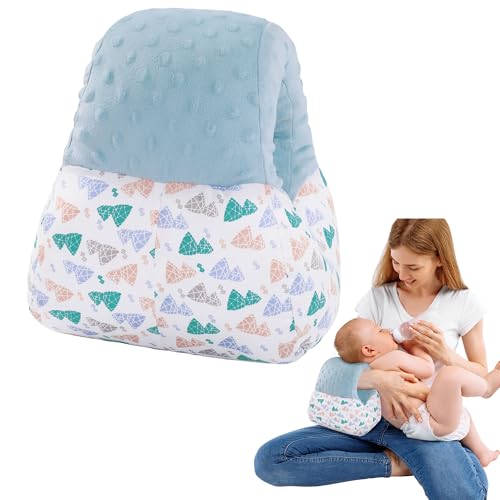 Image of MABOZOO Breast Feeding Pillows for Babies, Baby Feeding Pillow Washable Cotton Nursing Arm Pillow for Breastfeeding Bottle Feeding (Blue Triangle)