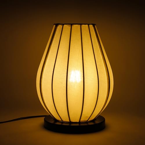 Image of Lexton 10.5 Inch Decorative Table Lamp for Bedroom | Fabric Shade Bedside Night Lamp with Inline Switch & 2 Pin Plug | Compact Desk Lamp for Study Table, Living Room & Home Decor Lighting (Pack of 1)