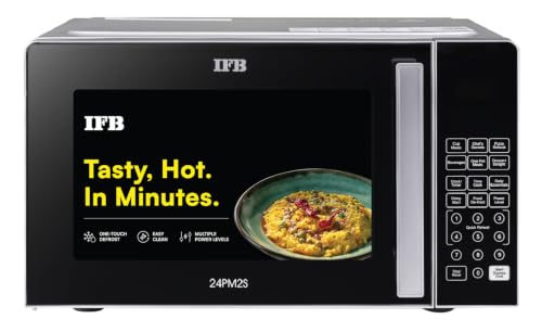 IFB 24L Solo Microwave Oven with 69 Auto Cook Menus (24PM2S, Silv...