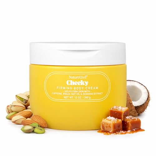 NATURE WELL Cheeky Firming & Moisturizing Body Cream, Lightweight & Quick-Absorbing Formula to Help Visibly Firm & Smooth Skin, Scented with Pistachio, Almond, Coconut, & Salted Caramel,12 Oz