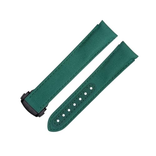 Bracelet montre nylon vert 20mm incurvé pour supprimer l'espace du boîtier Omega