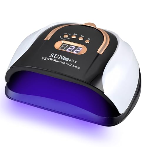 HyAdierTech 256W Lámpara Secadora de Uñas, Profesional LED UV Lampara Uñas Gel con 4 Temporizadores, Sensor de Inicio Automático, 57 Cuentas Luz UV y Pantalla LCD para DoméStico y Salones Manicura