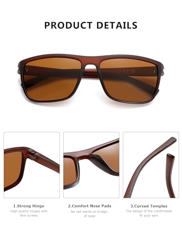 Square Polarized Sunglasses for Men Vintage Style Driving Fishing Golf Travel Sun Glasses UV Protection3