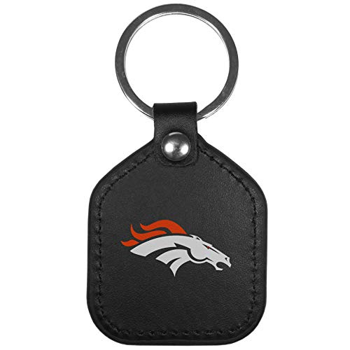 NFL Denver Broncos Unisex Leather Square Key Chains, Black, One Size