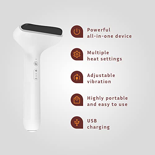 Heated Gua Sha Scraping Massage Tool By Therastone; Gua Sha Skin Scraping Stone With Heat & Vibration, With Bian Stone,Soft-Tissue Massage, Improve Blood Circulation, Relieve Pain, Anti-Aging (White) #TOP5