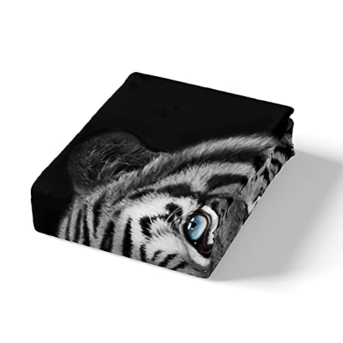 Black White Tiger Bedding Sets African Safari Animals Comforter Cover Tiger Head Print Duvet Cover Set For Kids Boys Adults Big Cats Wildlife Bedspreads Cover 2 Pieces Bedroom Decor Twin Size #TOP3